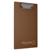 ブラウンレザーミニマル文字モノグラカスタムム クリップボード (右)
