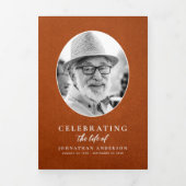 ブラウンレザーモダン3 – 写真の葬儀/メモリアル 三つ折りプログラム (カバー)