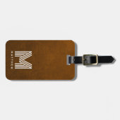 ブラウンレザーモノグラはっきりしたム男らし ラゲッジタグ (正面横)