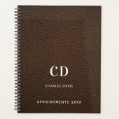 ブラウンレザーモノグラムイニシャル2026 プランナー手帳 (正面)