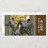 ブラウンレザーライン型横型フォトカード シーズンカード (正面/裏面)