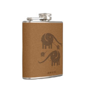 ブラウンレザールックエレファントイラストレーション フラスク (右)