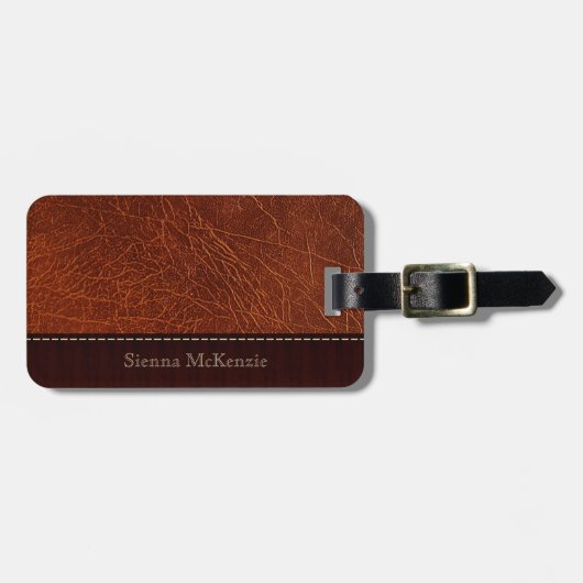 ブラウンレザールック ラゲッジタグ (正面横)