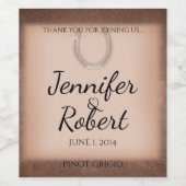 ブラウンレザーワインラベルのラッキーホースシューズ ワインラベル (シングルラベル)