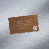 ブラウンレザーワーカーサドル高級ブランディング マグネット名刺 (インサイチュ)