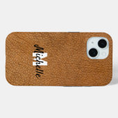 ブラウンレザー名パーソナライズされたモノグラム Case-Mate iPhoneケース (裏面 (横))