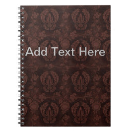 ブラウンレザー文字 ノートブック