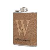 ブラウンレザー素朴ブラック金ゴールドモノグラム名 フラスク (左)