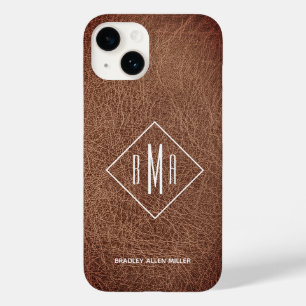 ブラウンレザー素朴モノグラム Case-Mate iPhone 14ケース