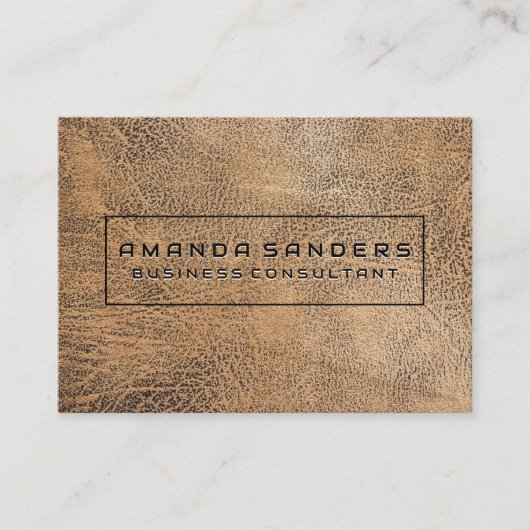 ブラウンレザー背景 名刺 (正面)