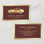 ブラウンレザー金ゴールドカープロフェッショナル運転手 名刺 (正面/裏面)