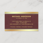 ブラウンレザー金ゴールドジャスティススケール弁護士弁護士 名刺 (裏面)