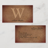 ブラウンレザー金ゴールドモノグラムスクリプトスタイリッシュ 名刺 (正面/裏面)