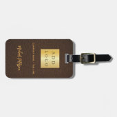 ブラウンレザー金ゴールド会社のロゴ名 ラゲッジタグ (正面横)