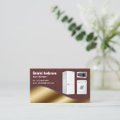 ブラウンレザー金ゴールド家電製品修理 名刺 (スタンド正面)