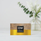 ブラウンレザー金ゴールド背景 名刺 (スタンド正面)