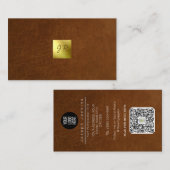 ブラウンレザー高級ブランディング金ゴールド箔 名刺 (正面/裏面)