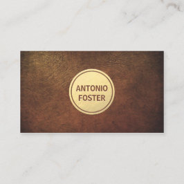 ブラウンレザー&ゴールドフォイルサークルインテリアデザイナー 名刺
