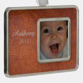 ブラウンレザー シルバープレートフレームオーナメント (右)