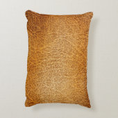 ブラウンレザー：テクスチャの詳細クローズアップ アクセントクッション (裏面(縦))