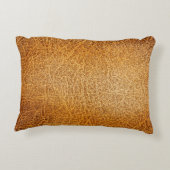 ブラウンレザー：テクスチャの詳細クローズアップ アクセントクッション (裏面)