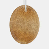 ブラウンレザー：テクスチャの詳細クローズアップ ガラスオーナメント (正面右)