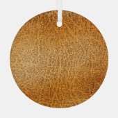 ブラウンレザー：テクスチャの詳細クローズアップ ガラスオーナメント (裏面)