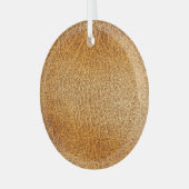 ブラウンレザー：テクスチャの詳細クローズアップ ガラスオーナメント (正面左)