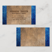 ブラウンレザー |デニム 名刺 (正面/裏面)