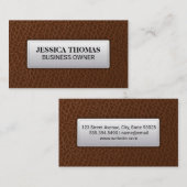 ブラウンレザー |レザーステッチのラベル 名刺 (正面/裏面)