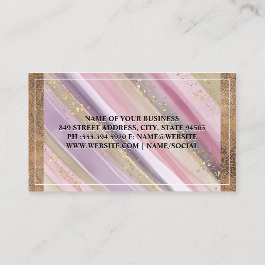 ブラウンレザー | 手絵を描金ゴールド 名刺 (裏面)