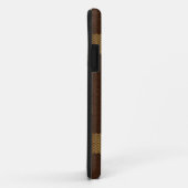 ブラウンレザー&金ゴールドストライプモノグラム Case-Mate iPhoneケース (裏面/右)