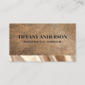 ブラウンレザー | 金ゴールドファブリックのトリム 名刺 (正面)