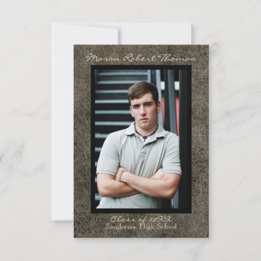 ブラウンレザー – 3x5卒業のお知らせ 招待状 (正面)