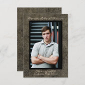 ブラウンレザー – 3x5卒業のお知らせ 招待状 (正面/裏面)