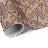 ブラウンレッドテラコッタアクアターコイズブルートライブラート ラッピングペーパー (ロールコーナー)