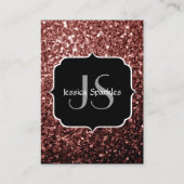 ブラウンレッドフェイクグリッタースパークルズモノグラム 名刺 (裏面)
