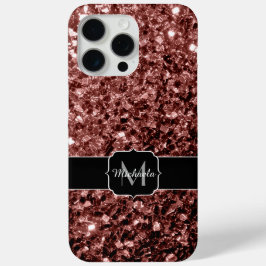 ブラウンレッドフェイクグリッタースパークルズモノグラム iPhone 15 PRO MAXケース