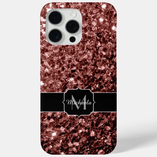 ブラウンレッドフェイクグリッタースパークルズモノグラム Case-Mate iPhoneケース (裏面)