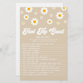 ブラウンレトロデイジーゲストベビーシャワーゲームを見つける 便箋 (正面/裏面)