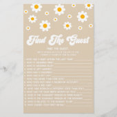 ブラウンレトロデイジーゲストベビーシャワーゲームを見つける 便箋 (正面)