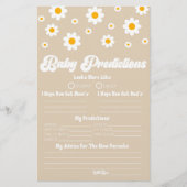 ブラウンレトロデイジーベビーシャワー予測活動 便箋 (正面)