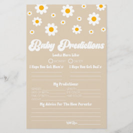 ブラウンレトロデイジーベビーシャワー予測活動 便箋