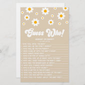 ブラウンレトロデイジー誰を推測！赤ちゃんシャワーゲーム 便箋 (正面/裏面)