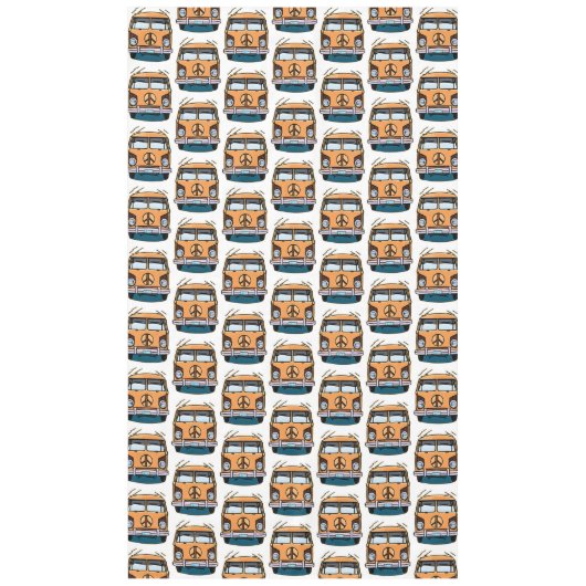 ブラウンレトロヒッパイバン誕生日 テーブルクロス (正面)