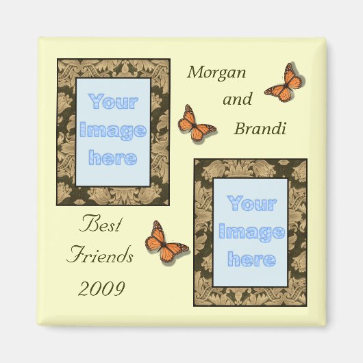 ブラウンレースプリント最高のフレンズフォトマグネット マグネット (正面)