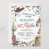 ブラウンロープ文字ファースト・ロデオ1歳 招待状 (正面)