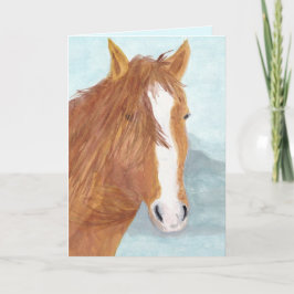 ブラウンワイルドホースブルーマウンテンレイク – アクリル。 カード