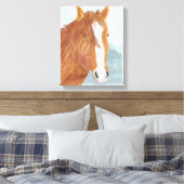 ブラウンワイルドホースブルーマウンテンレイク – アクリル。 キャンバスプリント (インサイチュ (寝室))