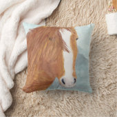 ブラウンワイルドホースブルーマウンテンレイク – アクリル。 クッション (ブランケット)